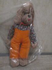 Vintage chien en peluche en habit velours orange 46 cm (GJY)