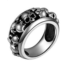 Bague anneau symbole 3D Tête de Mort homme argent massif 925 pas cher neuf neuve