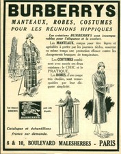 Publicité ancienne mode Bueberrys manteaux robes costumes 1925 issue de magazine
