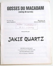 Partition sheet music JAKIE QUARTZ : Gosses Du Macadam * 80's Promo Anfosso