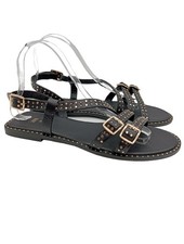 ZARA Sandales à lanière Dames Sandales T EU 38 noir-doré style décontracté