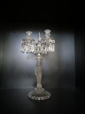 Bougeoir candélabre chandelier girandole cristal  sablé  Baccarat femme pampille