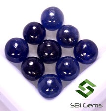 Saphir Bleu Naturel Rond Cabochon 4 Mm Lot 09 Pcs Non Chauffé Gemmes Libres