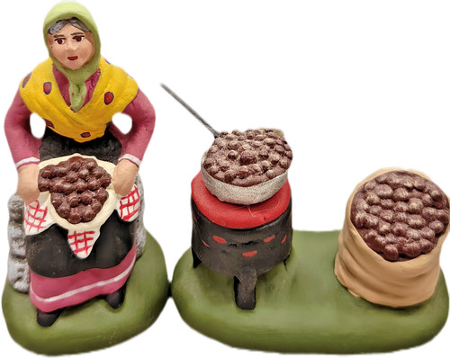 Santon femme assise avec - santon, cm