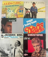 45t lot de six disques vinyles rares Julien Clerc Balavoine Dave Jacques Brel