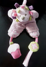 E6. DOUDOU PELUCHE D'ACTIVITE NATTOU HERISSON ROSE MAUVE VERT MUFFIN GRELOT TTBE
