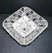 Lot de 2 coupes saladier SERVICE A CAVIAR ancien en verre moulé DIAMANT carré