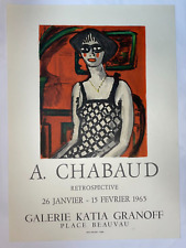 A. CHABAUD 1965 AFFICHE LITHOGRAPHIEE ORIGINALE EXPOSITION KATIA GRANOFF PARIS
