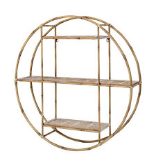 Bloomingville Étagère Rond D 80 CM Métal Cadre Bois Etages 18 Foncé Murale