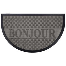 Tapis d'Entrée Demi-Lune "Bonjour" 45x75 cm Gris