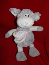 Doudou Peluche Mouton Gris Blanc Sac Brodé Fleur Abeille Vadimo's Patece