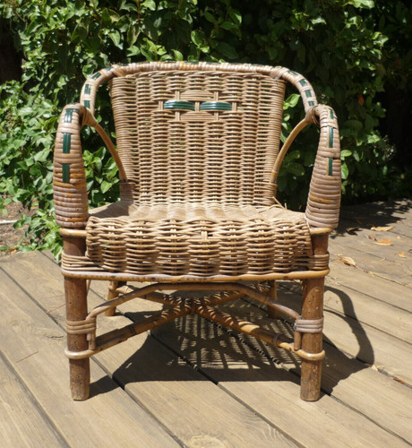 Fauteuil osier ancien - fauteuil, pour