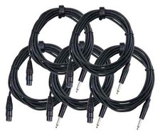 5x 5m Micro Femelle XLR 3pin vers Jack 1/4" Microphone Câble Audio Signal Noir
