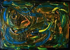 Peinture Acrylique Art Abstrait Sur Papier Signé