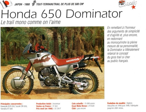 Fiche moto honda - moto, 650
