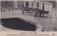 Carte postale ancienne – Paris – Orage du 15 juin – Place Saint-Augustin – Tapis