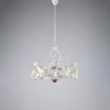 Lustre Classique Fer Forgé Blanc Shabby Chic 5 Lumières bon-558