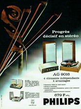 Publicité Advertising 120 1963   Philips stéréo HF  éléctrophone tete diamant