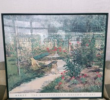 Reproduction Edouard MANET Banc dans le jardin fleuri de Versailles.