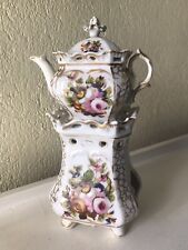PORCELAINE DE PARIS XIX EXCEPTIONNELLE TISANIERE DECOR POLYCHROME