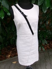 Robe lin beige stretch fourreau Sarah Pacini T.2 36/38 Made Italy croisé noir