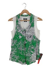 DIRK BIKKEMBERGS Blouse sans manche Dames Blouse T EU 36 vert-blanc-gris clair