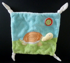 19. Doudou plat KALOO TORTUE range pyjama coussin bouillotte bleu vert TBE