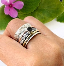 Bague toupie ronde en argent