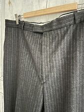 Vintage French peasant flanel STRIPED GREY wool PANTS trouser c1950