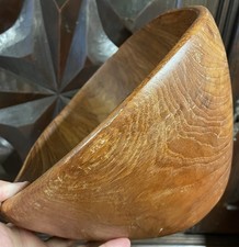 Bol Coupe à Fruit Bois Sculpté Vintage Design 1950 Décoration Saladier Ancien