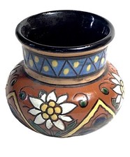 Ancien Vase En Faïence De Thoune  Thun Signée Adolf Schweizer Décor Edelweiss