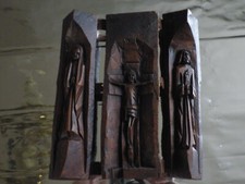 TRIPTYQUE RELIGIEUX EN BOIS ART POPULAIRE