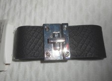 bracelet manchette neuf simili cuir style kelly dog fermoir argenté