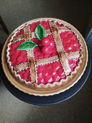 Barbotine assiette aux cerises