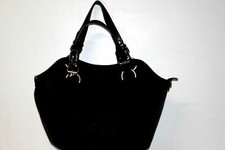 SABRINA Sac Cabas Toile Noire Porté Main Epaule et Bandoulière TBE