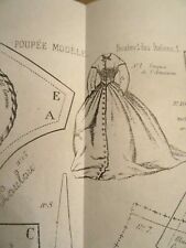 N°25 ANCIEN PATRON LA POUPEE MODELE  ROBE AMAZONE + SAC A OUVRAGE OCTOBRE  1866