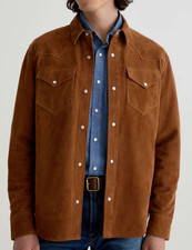 Veste chemise marron homme pur daim sur mesure taille XS S M L XL 2XL 3XL