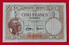 Billet 5 Francs NOUVELLE CALÉDONIE 1936 - 1940 Banque de l'Indochine