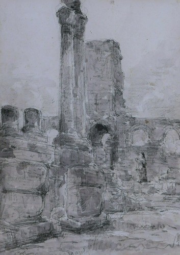 Dessin ancien paysage vue