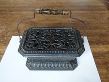 ANCIENNE CHAUFFERETTE/CHAUFFE PIEDS EN FONTE EMAILLEE NOIR ART NOUVEAU