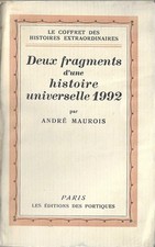 RARE EO N° SF ANDRÉ MAUROIS : DEUX FRAGMENTS D'UNE HISTOIRE UNIVERSELLE 1992