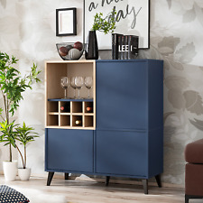 komodee Fondi Buffet Bas, Pour Salon, Séjour, Style Scandinave, Bleu/Bois Clair