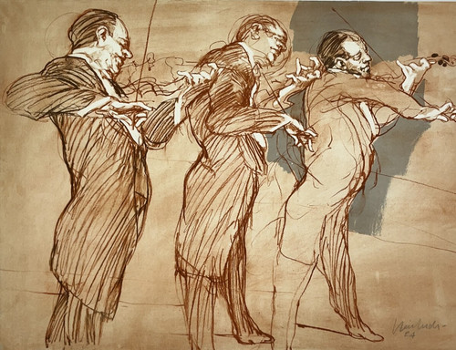 Violonistes lithographie - violonistes,