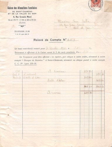 1942 caisse des allocations - des,