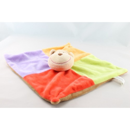Doudou plat singe mauve vert