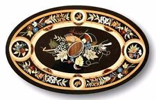 Plateau De Table Central En Marbre Noir 36" X 24" Avec Incrustation Pietra Dura