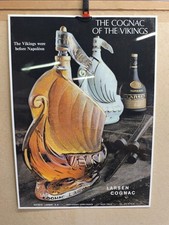 Rare Affiche plastifier De Cognac Larsen old Ancienne Original No Copie