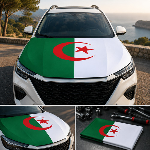 Drapeau algérie capot - capot, voiture