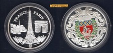 Médaille France Paris La Tour Eiffel Monuments Arc Triomphe Notre Dame Couleur