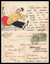 I Feel Run Bas Homme Hit Par Speeding Voiture ~1905 Britannique Bd Carte Postale